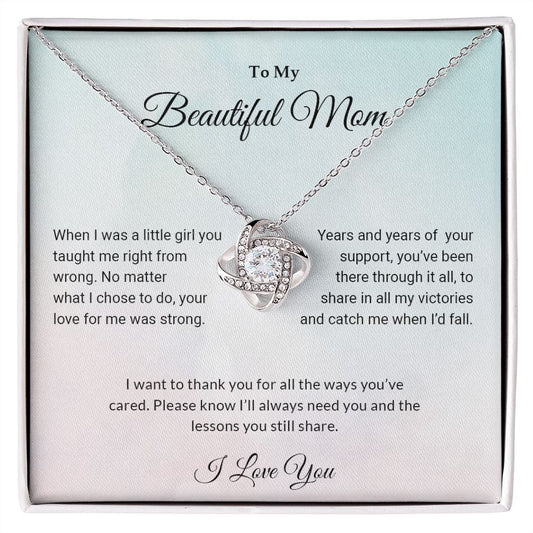 To My Beautiful Mom | I Love You - Love Knot Necklace